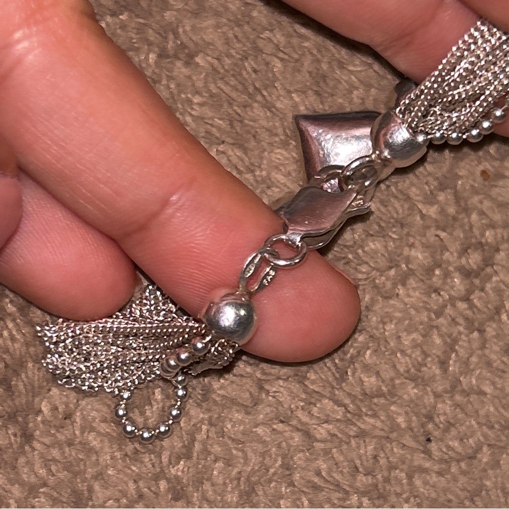 925 Solid Silver Heart Bracelet - image 7
